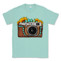 Seafoam Sunflower Gemstone Vintage Camera Classic Tee - FaDigitalArtStudio