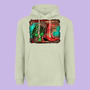 Country Boots Christmas Heavyweight Hoodie Designed By Jasminsmagicworld