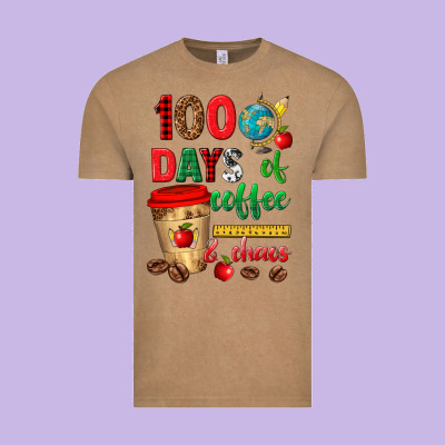 100 Days Of Coffee And Chaos Vintage Tee Designed By Texasbilliewilder