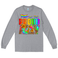 Heather Grey proud ally Long Sleeve Tee - HRA Design Shop