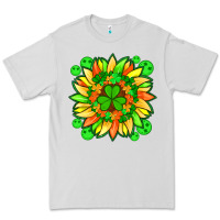 Dove Grey sunflower with st patricks smiley face and shamrock with glitter Premium Tee - Artiststas
