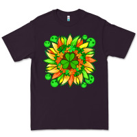 Plum sunflower with st patricks smiley face and shamrock with glitter Premium Tee - Artiststas