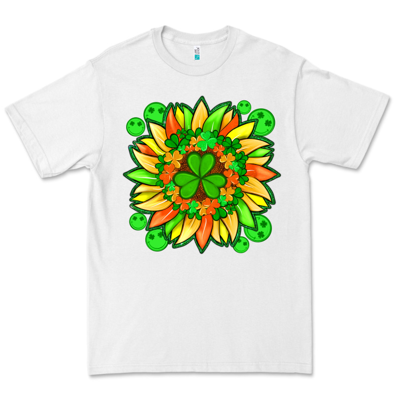 Sunflower With St Patricks Smiley Face And Shamrock With Glitter Premium Tee by Artiststas | Teevron