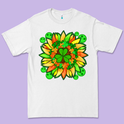 Sunflower With St Patricks Smiley Face And Shamrock With Glitter Premium Tee Designed By Artiststas