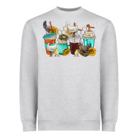 Heather Grey chicken coffee cups Heavyweight Sweatshirt - texasbilliewilder