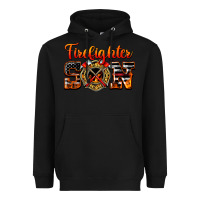 Black American Flag Firefighter Son Heavyweight Hoodie - LillyAllenDesigns