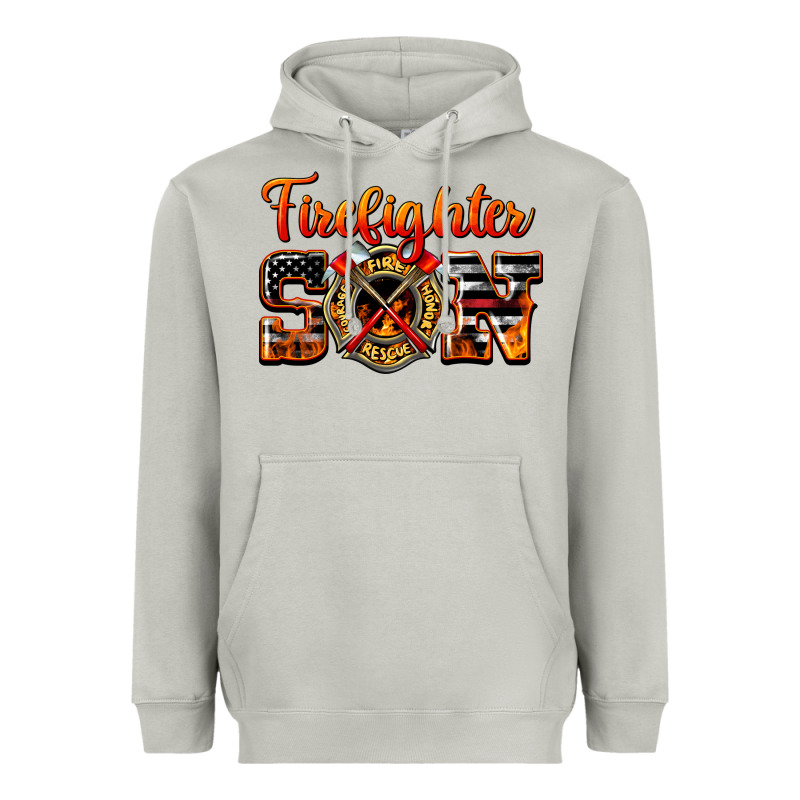American Flag Firefighter Son Heavyweight Hoodie by LillyAllenDesigns | Teevron