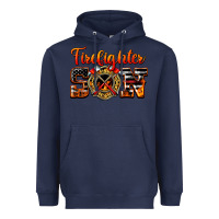 Navy American Flag Firefighter Son Heavyweight Hoodie - LillyAllenDesigns