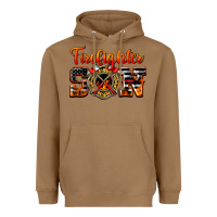 Toasted Coconut American Flag Firefighter Son Heavyweight Hoodie - LillyAllenDesigns