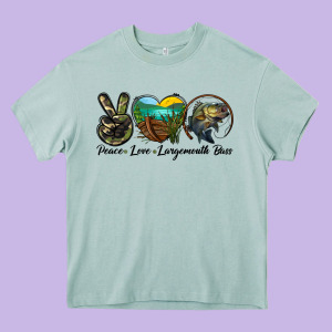 Peace Love Largemouth Bass Heavy Core Tee Designed By Lillyallendesigns