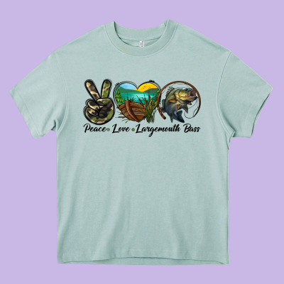 Peace Love Largemouth Bass Heavy Core Tee Designed By Lillyallendesigns