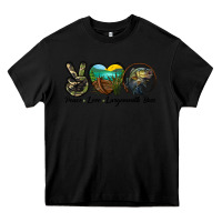 Black peace love largemouth bass Heavy Core Tee - LillyAllenDesigns