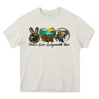 Cream peace love largemouth bass Heavy Core Tee - LillyAllenDesigns