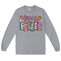 Heather Grey Easter Day Happy Easter Long Sleeve Tee - OliviaCreatesArt