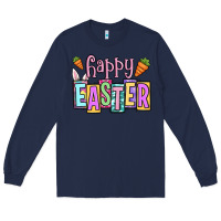 Navy Easter Day Happy Easter Long Sleeve Tee - OliviaCreatesArt