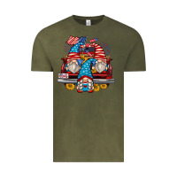 Vintage Olive 4th of july gnomes farm truck Vintage Tee - Zillion Design Studio