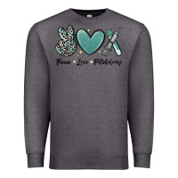 Charcoal Heather peace love phlebotomy Premium Sweatshirt - MaliasSmallBusiness