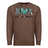 Chestnut peace love phlebotomy Premium Sweatshirt - MaliasSmallBusiness