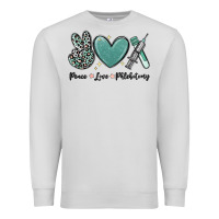 Dove Grey peace love phlebotomy Premium Sweatshirt - MaliasSmallBusiness