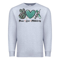 Heather Grey peace love phlebotomy Premium Sweatshirt - MaliasSmallBusiness