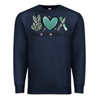 Navy peace love phlebotomy Premium Sweatshirt - MaliasSmallBusiness