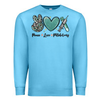 Ocean Blue peace love phlebotomy Premium Sweatshirt - MaliasSmallBusiness