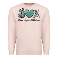 Pale Pink peace love phlebotomy Premium Sweatshirt - MaliasSmallBusiness