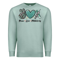 Seafoam peace love phlebotomy Premium Sweatshirt - MaliasSmallBusiness