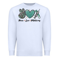White peace love phlebotomy Premium Sweatshirt - MaliasSmallBusiness