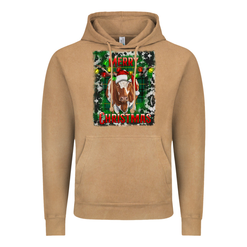 Western Merry Christmas Longhorn Cow Vintage Hoodie by RanaPortraitStore | Teevron