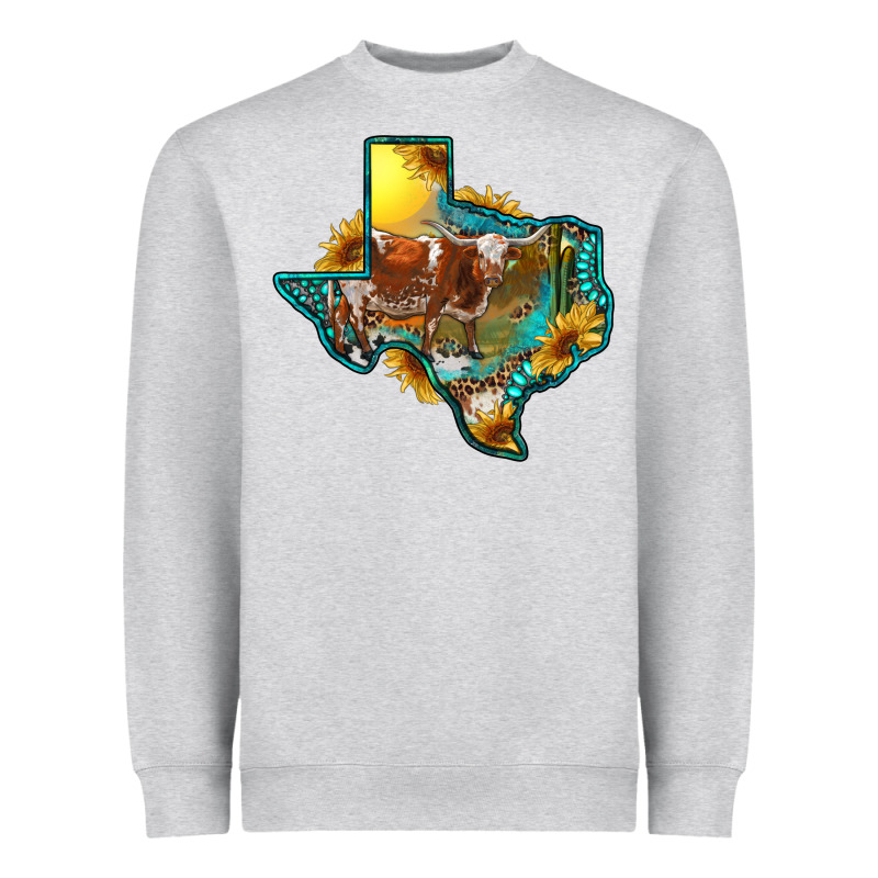 Western Texas Map With Longhorn Bull Heavyweight Sweatshirt by RanaPortraitStore | Teevron
