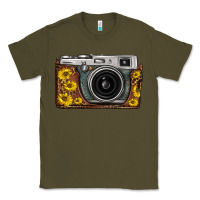 Army Green sunflower leopard vintage camera Classic Tee - FaDigitalArtStudio