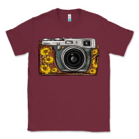 Burgundy sunflower leopard vintage camera Classic Tee - FaDigitalArtStudio