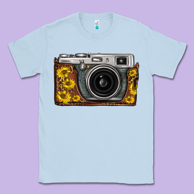 Sunflower Leopard Vintage Camera Classic Tee Designed By Fadigitalartstudio
