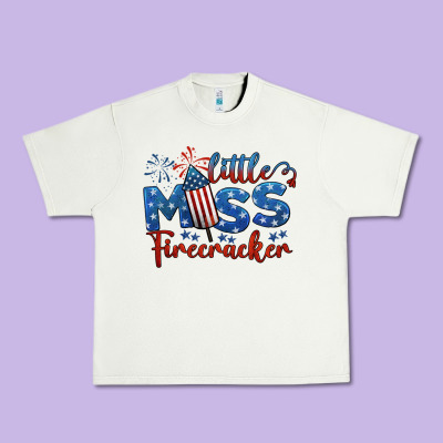 Little Miss Firecracker 4th Of July Urban Heavy Tee Designed By Barkaloodesign