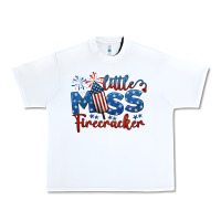 White little miss firecracker 4th of july Urban Heavy Tee - BarkalooDesign