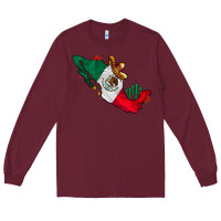 Burgundy mexico Long Sleeve Tee - CowhideDigitalArt