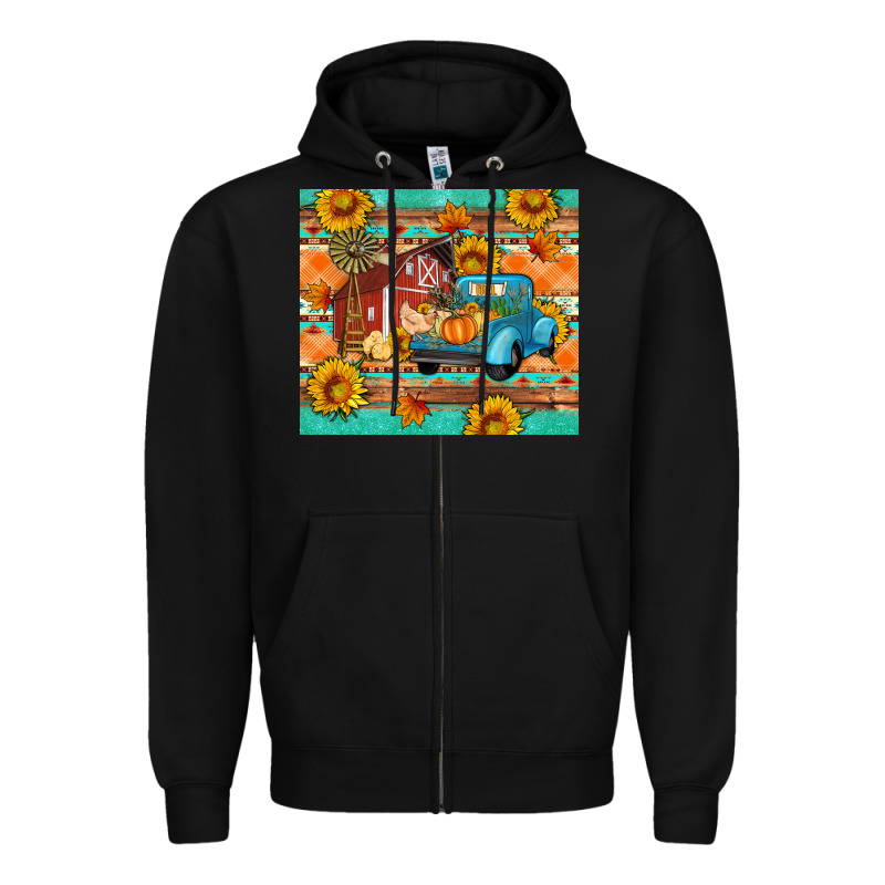 Farm Life Fall Barn And Truck Zipper Hoodie by Artiststas | Teevron