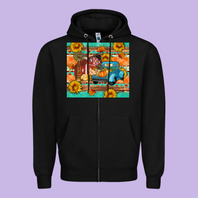 Farm Life Fall Barn And Truck Zipper Hoodie Designed By Artiststas