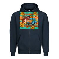 Navy Farm life fall barn and truck Zipper Hoodie - Artiststas