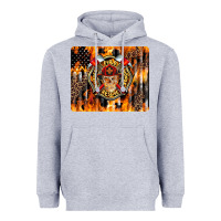 Heather Grey Firefighter Skull Heavyweight Hoodie - LillyAllenDesigns