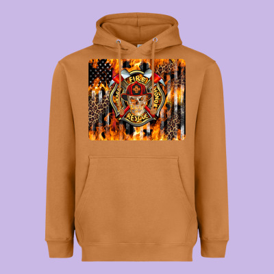Firefighter Skull Heavyweight Hoodie Designed By Lillyallendesigns