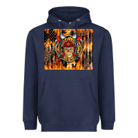 Navy Firefighter Skull Heavyweight Hoodie - LillyAllenDesigns