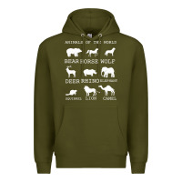 Army Green Animals Of The World Premium Hoodie - Bettercallsaul