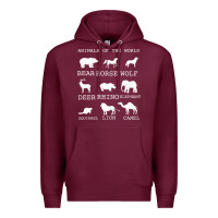 Burgundy Animals Of The World Premium Hoodie - Bettercallsaul