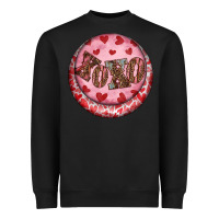 Black Western valentine's day xoxo round earrings Heavyweight Sweatshirt - RanaPortraitStore