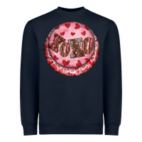 Navy Western valentine's day xoxo round earrings Heavyweight Sweatshirt - RanaPortraitStore