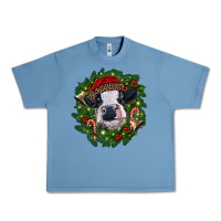 Pebble Blue heifer cow with Christmas wreath Urban Heavy Tee - RanaPortraitStore
