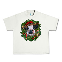 Pistachio heifer cow with Christmas wreath Urban Heavy Tee - RanaPortraitStore