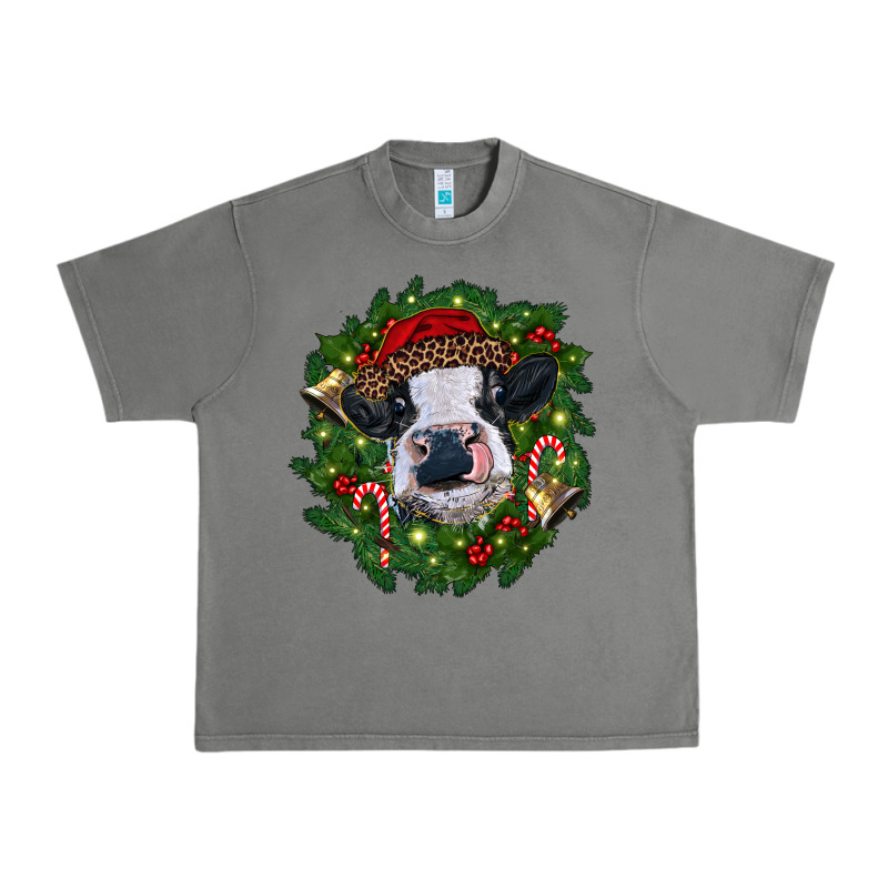 Heifer Cow With Christmas Wreath Urban Heavy Tee by RanaPortraitStore | Teevron